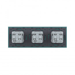 Розетка электрическая 16A Livolo, 3 поста, цвет зеленый