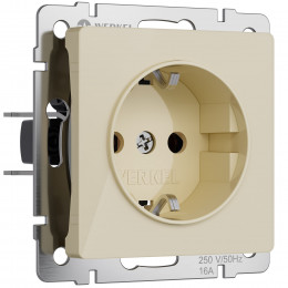Розетка с заземлением и шторками (айвори акрил) Werkel W1171143