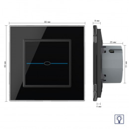 Одноклавишный сенсорный диммер Livolo Quadro, 1 пост, цвет черный