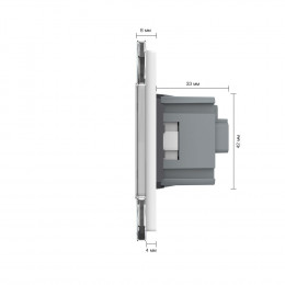 Трехклавишный сенсорный выключатель с розеткой Livolo, 2 поста, цвет белый
