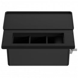 Настольный встраиваемый розеточный блок с откидной крышкой 6 мод. (3 мод. 45х45), черный DDSB6FPB