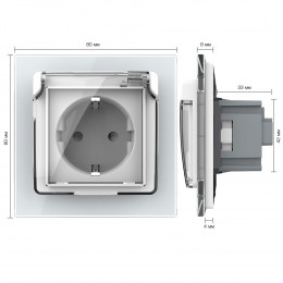 Розетка электрическая 16A с водонепроницаемой крышкой Livolo, 1 пост, цвет белый
