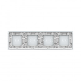 Панель для четырех сенсорных выключателей Livolo, 6 клавиш (1+2+2+1), цвет белый, стекло