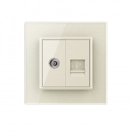 Розетка телевизионная и интернет RJ-45 кат.6 Livolo, 1 пост, цвет жемчужный