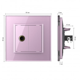 Розетка микрофон TRS 6.3 JACK одинарная Livolo, 1 пост, цвет розовый