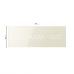 Панель для трех сенсорных выключателей Livolo, 9 клавиш (3+3+3), цвет жемчужный, стекло