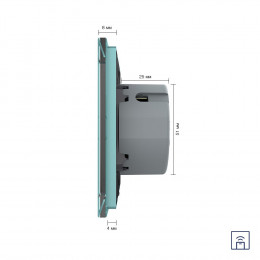 Сенсорный выключатель Livolo с функцией радиоуправления, 2 клавиши (1-1), 2 поста, цвет зеленый