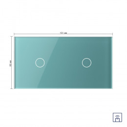 Сенсорный выключатель Livolo с функцией радиоуправления, 2 клавиши (1-1), 2 поста, цвет зеленый