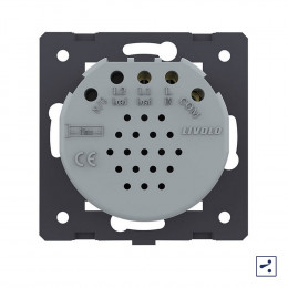 Одноклавишный проходной сенсорный выключатель Livolo Quadro, цвет серый (механизм)