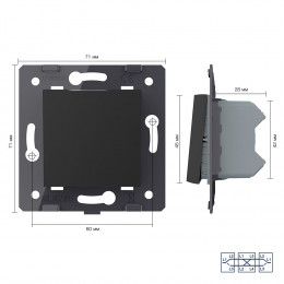 Двухклавишный перекрестный механический выключатель Livolo, цвет черный (механизм), VL-C7-K2SS-12