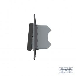 Двухклавишный перекрестный механический выключатель Livolo, цвет черный (механизм), VL-C7-K2SS-12