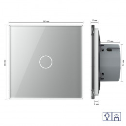 Одноклавишный сенсорный диммер Livolo с функцией радиоуправления, 1 пост, цвет серый