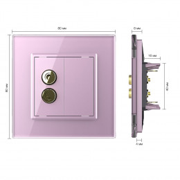 Розетка акустическая SOUND одинарная Livolo, 1 пост, цвет розовый