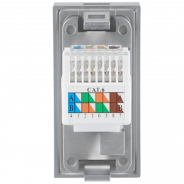 Розетка DEC RJ45 UTP кат.6, 1мод., алюм. матовая (22.5х45мм) DECF12ALM6