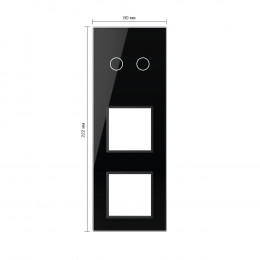 Панель вертикальная для сенсорного выключателя и двух розеток Livolo, 2 клавиши, цвет черный, стекло
