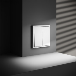 Выключатель встраиваемый VOLTUM S70 двухклавишный (белый матовый) VLS020102