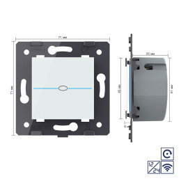 Одноклавишная сенсорная кнопка Livolo Quadro 12/24В с функцией радиоуправления, цвет белый (механизм)