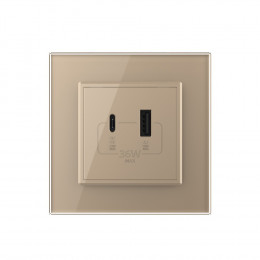 Розетка USB type C+A с блоком питания 36W Livolo 1 пост Золотая VL-C7VUA18W.UC18W-2AP