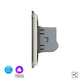 Двухклавишный проходной умный сенсорный выключатель Livolo EC, 1 пост, цвет жемчужный VL-C702SZ2-14