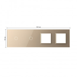 Панель для 2-х сенсорных выключателей и 2-х розеток Livolo, 2 клавиши (1+1), цвет золотой, стекло