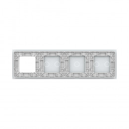 Панель для 3-х сенсорных выключателей и розетки Livolo, 5 клавиш (2+1+2), цвет белый, стекло