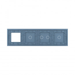 Панель для 3-х сенсорных выключателей и розетки Livolo, 4 клавиши (1+2+1), цвет синий, стекло