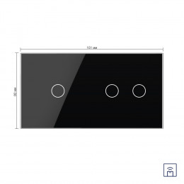 Сенсорный выключатель Livolo с функцией радиоуправления, 3 клавиши (1-2), 2 поста, цвет черный