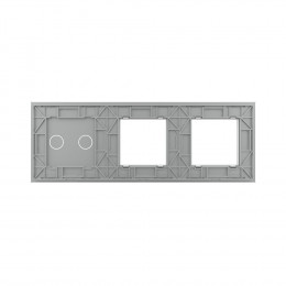 Панель для двух розеток и сенсорного выключателя Livolo, 2 клавиши, цвет серый, стекло