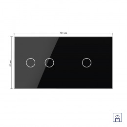 Сенсорный выключатель Livolo с функцией радиоуправления, 3 клавиши (2-1), 2 поста, цвет черный