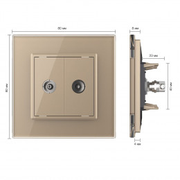 ТВ-розетка двойная LIVOLO золотая VL-C792V-13