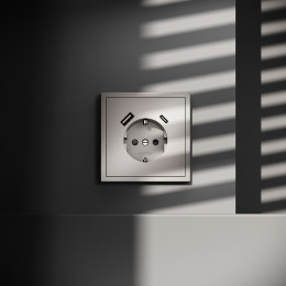 Розетка встраиваемая VOLTUM S70 с заземлением и защитными шторками, с USB, A+С, (кашемир) VLS040503