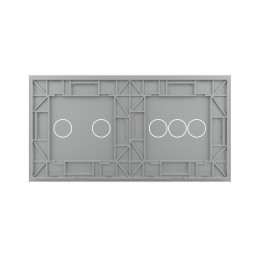 Панель для двух сенсорных выключателей Livolo, 5 клавиш (3+2), цвет серый, стекло