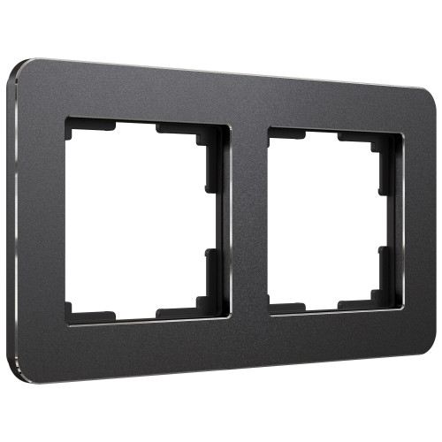 Купить Рамка из металла на 2 поста Platinum черный в rum24.ru