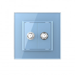 Розетка спутниковая двойная SAT Livolo, 1 пост, цвет синий