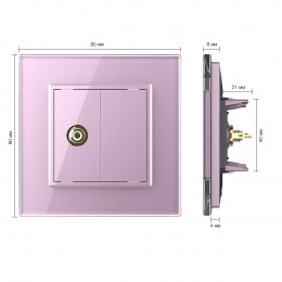 Розетка видео RCA "тюльпан" одинарная Livolo, 1 пост, цвет розовый