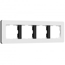 Рамка из поликарбоната на 4 поста Split белый/черный, soft-touch