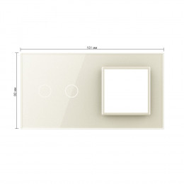 Панель для сенсорного выключателя и розетки Livolo, 2 клавиши, цвет жемчужный, стекло