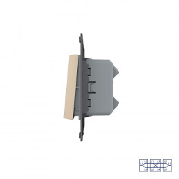 Одноклавишный перекрестный механический выключатель Livolo, цвет золотой (механизм), VL-C7-K1SS-13