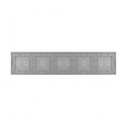 Панель для пяти сенсорных выключателей Livolo, 8 клавиш (2+1+2+1+2), цвет серый, стекло