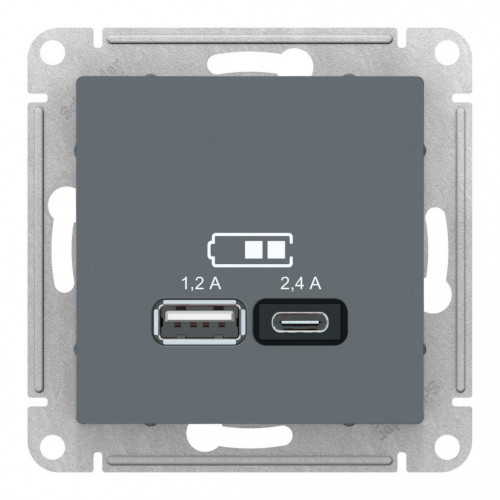 Купить Розетка 2xUSB Schneider Electric ATLASDESIGN, грифель в rum24.ru