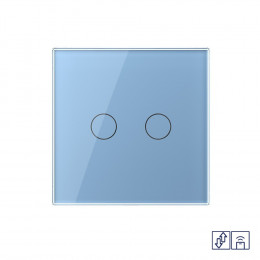 Сенсорный радиоуправляемый выключатель для жалюзи Livolo 2 клавиши 1 модуль Синий VL-C702WR-19