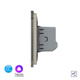 Двухклавишный проходной умный сенсорный выключатель Livolo EC, 1 пост, цвет шампань VL-C702SZ2-16