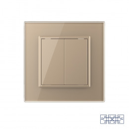 Двухклавишный перекрестный механический выключатель Livolo, 1 пост, цвет золотой