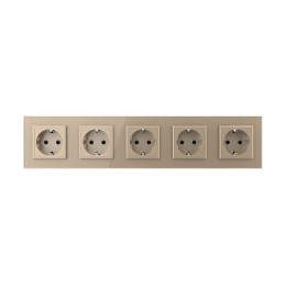 Розетка электрическая пять постов 220В LIVOLO золотая VL-C7C5EU-13