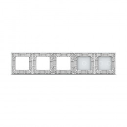 Панель для 2-х сенсорных выключателей и 3-х розеток Livolo, 3 клавиши (2+1), цвет белый, стекло