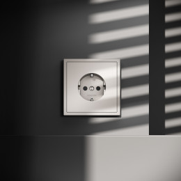 Розетка встраиваемая VOLTUM S70 с заземлением и защитными шторками, (кашемир) VLS040203