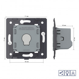 Одноклавишный проходной сенсорный диммер Livolo с функцией радиоуправления (механизм) VL-FC1SD2R-2G