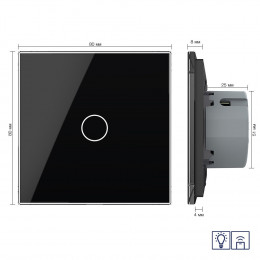 Одноклавишный сенсорный диммер Livolo с функцией радиоуправления, 1 пост, цвет черный