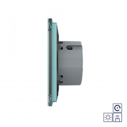 Двухклавишная радиоуправляемая сенсорная кнопка Livolo сухой контакт, 1 пост, Зеленый