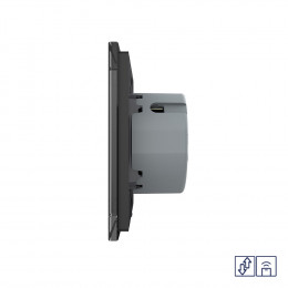 Сенсорный радиоуправляемый выключатель для жалюзи Livolo 2 клавиши 1 модуль Черный VL-C702WR-12